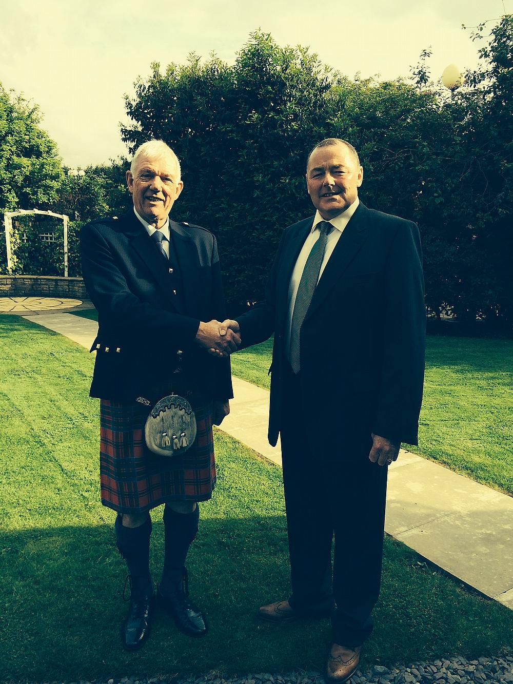 Article - Ewen-Wilson-(right)-sales-manager-at-Dennis-and-SISIS-thanks-Alan-Ronaldson-(left)-for-twelve-yearsaeurotm-service-at-the-company-before-retiring.